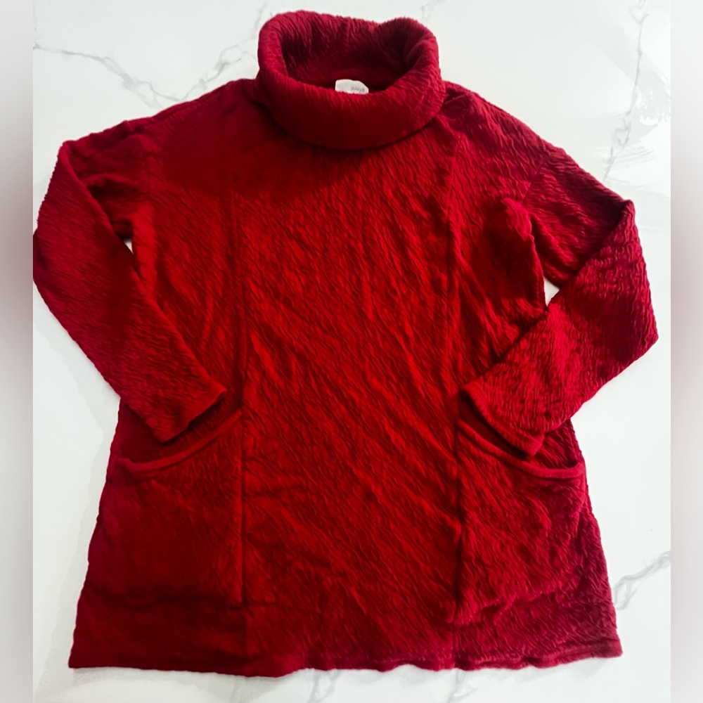 Pure Jill red turtleneck sweater with pockets size medium